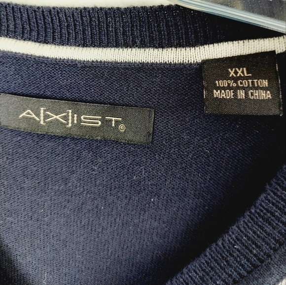 AXIST Sweater Vest Argyle XXL Navy Blue Gray 100% Cotton Classic Preppy EUC - Picture 6 of 10
